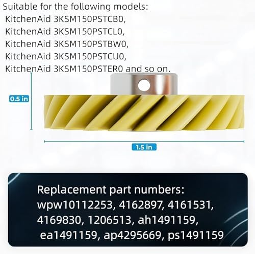 W10112253 Mixer Worm Gear Compatible with Whirlpool & KitchenAid Mixers Gear Replace Parts WPW10112253 4162897 4169830 AP4295669 PS11748374 4161531（4PCS）