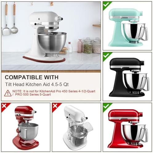 Sliding Mat for Kitchen aid 4.5-5 Qt Stand Mixer with 1Pc Cord Organizer and 3Pcs Attachment Holder for Kitchen Appliance Slider (4.5-5 Qt Bamboo and Attachment, Bright Brown)