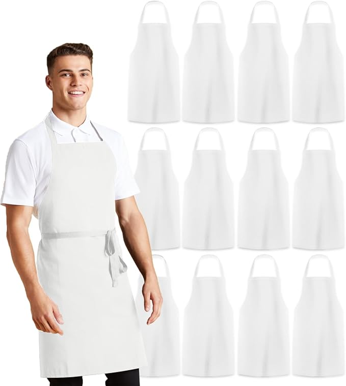 Aprons for Men - 100% Polyester Chef Apron Women with Extra Long Ties - Cooking Aprons for Women & Mens Apron