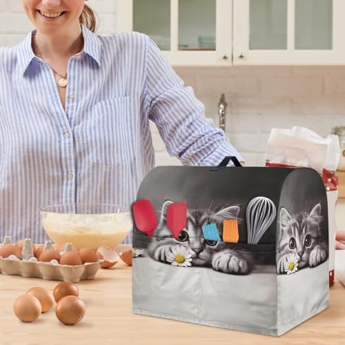 Generic Cute 3D Cat Universal Stand Mixer Dust Covers, Waterproof Polyester, Drawstring Closure, Compatible with Kitchen Aid, 4.5-5 Qt Mixer