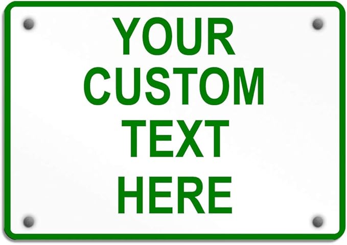 Aluminum Weatherproof Metal Sign Multiple Sizes Custom Personalized Text Here White Green Directions Horizontal Street Signs 10x7Inches