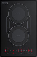 Empava Double/Dual Induction Cooktop 2 Burner, Shatter-proof Flat Glass Top, Bridge-SYNC, 3 Preset Modes, Bulit-in/Countertop, 110~120 Volt Plug in Electric Stove for Kitchen, RV, Outdoor Camping