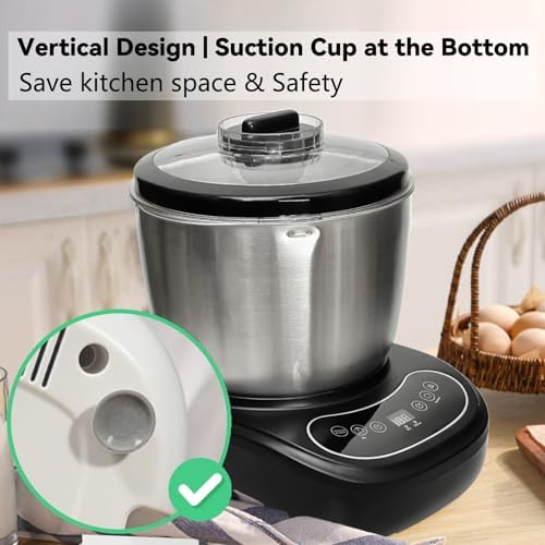 7.4QT Electric Dough Mixer for Bread and Pizza Dough, Dough Maker Featuring a Ferment Function.304 Stainless Steel Whisk and a Top Small Window for Easy Add Water and Seasoning(Black）