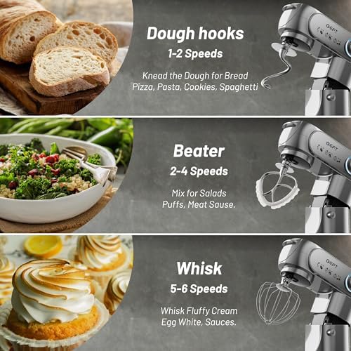 Stand Mixer, 3.5QT&6QT Bowls Mixers Kitchen Electric Stand Mixer Gray