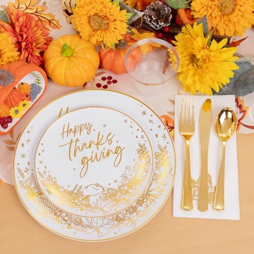 Hioasis 175pcs Thanksgiving Plastic Plates 10.25"