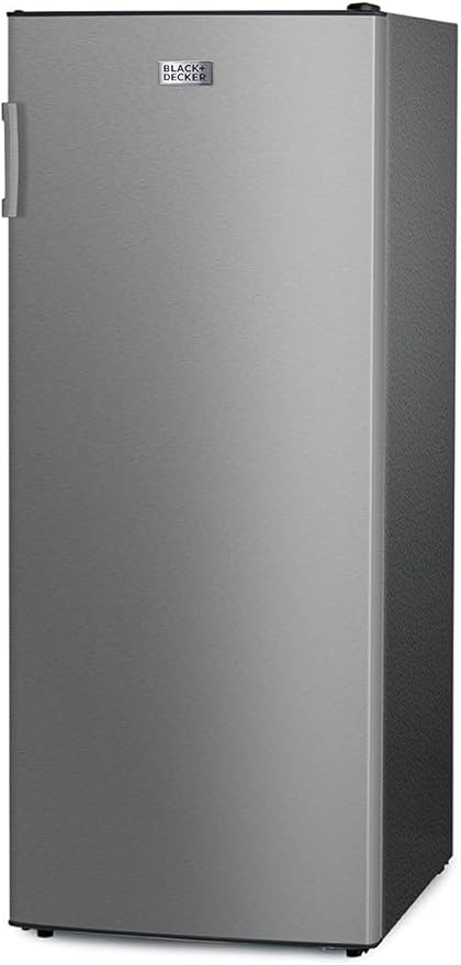 BLACK+DECKER 8.5 Cu. Ft. Upright Freezer, Stand Up Freezer with Mechanical Temperature Control,Freezer with 3 Shelves and 4 Door Bins, Manual Defrost,R600a Refrigerant, BUF850LS,Stainless Steel Look