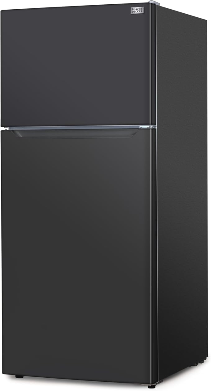 BLACK+DECKER 18.1 Cu. Ft. Top Mount Refrigerator with Ice Maker, 2-Door Refrigerator with Top Freezer, Freezer with Icemaker and Adjustable Temperature Control, ENERGY STAR, BR1810HIMB, Black