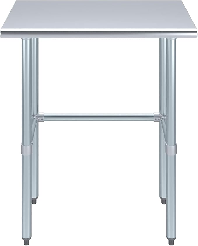 AmGood Stainless Steel Work Table Open Base | NSF Kitchen Island Food Prep | Laundry Garage Utility Bench (30" Long X 18" Deep)