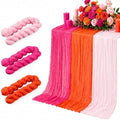 3 Pcs Hot Pink and Orange Cheesecloth Table Runners 118"