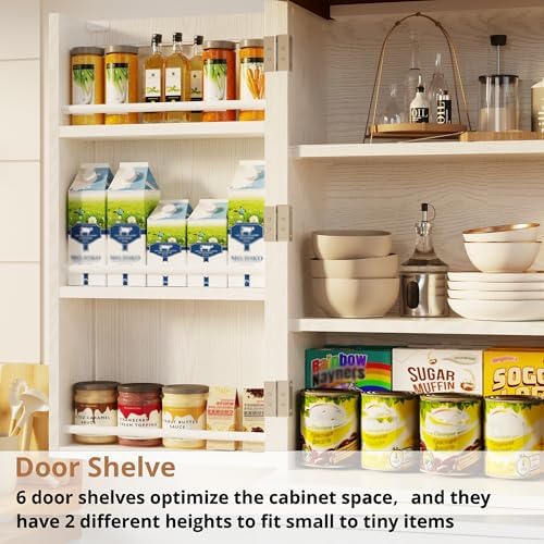 IRONCK 72" Kitchen Pantry Cabinet with Sliding Rack & Adjustable Shelves