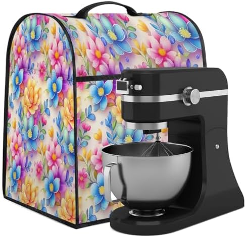 Flowers Rainbow Kitchen Aid Covers Foldable Washable Stand Mixer Dust Cover