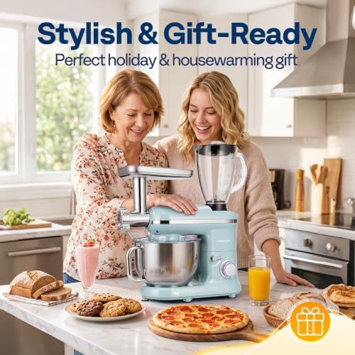 VIVOHOME 3-in-1 Stand Mixer, 6-Quart Tilt-Head Mixer, 10 Speeds, Blue