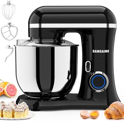 Stand Mixer, 6.5QT Tilt-Head Electric Kitchen Mixer 660W, 10-Speed Household food mixer with 304 Stainless Steel Bowl, Bread Cake Mixer include Dishwasher Safe Dough Hook, Beater and Whisk