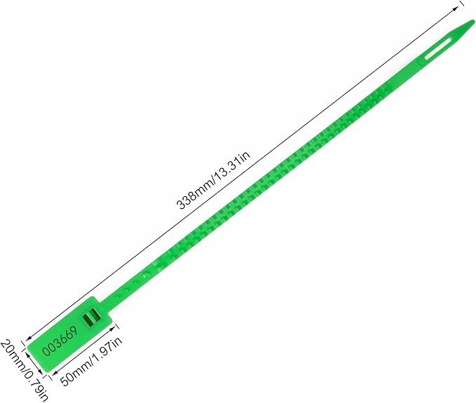 Heavy Duty Plastic Security Seal - Self Locking Tamper Evident Shipping Tags, Numbered Pull Tight Securing Straps for Truck Trailer, Length 337 mm 13.2" (Green 1000 PCS)
