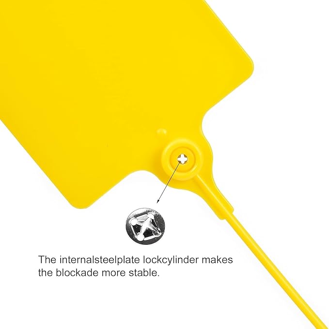 50 Pcs Durable Plastic Shipping Tags with Marker Pen Security Seals Sticker Labels,Waterproof Blank Luggage Tag for Packages, Logistics, Inventory, Travel(Yellow,50pcs)