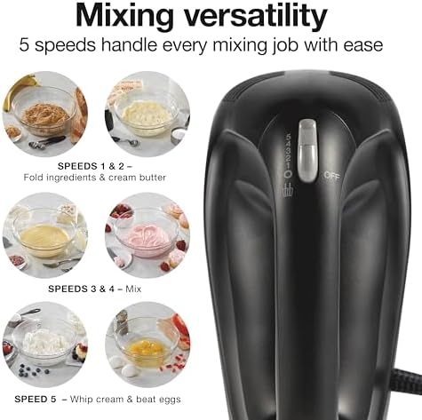 Proctor Silex Easy Mix 5-Speed Electric Hand Mixer with Bowl Rest