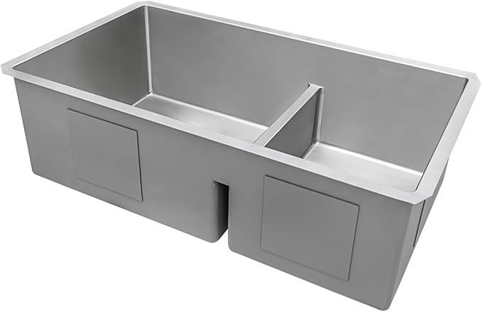 Ruvati 33-inch Low-Divide Undermount Tight Radius 60/40 Double Bowl 16 Gauge Stainless Steel Kitchen Sink - RVH7419