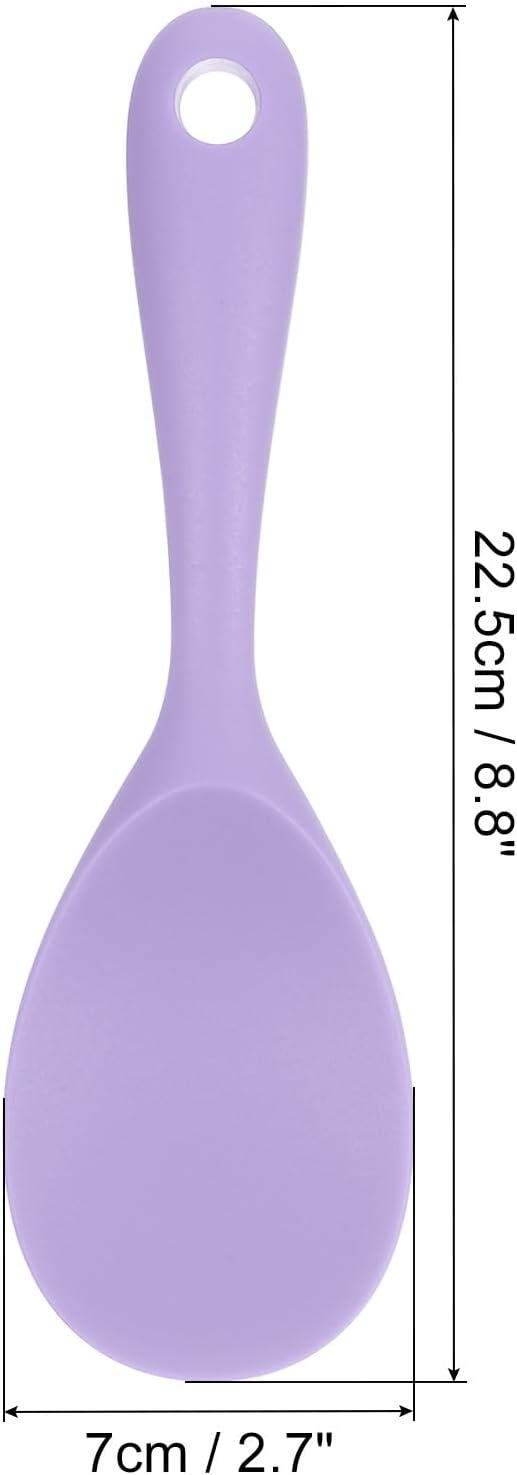 uxcell 2 Pack Rice Paddle, Silicone Rice Spoon Non Stick Rice Spatula Heat Resistant Rice Cooker Spoon, Purple