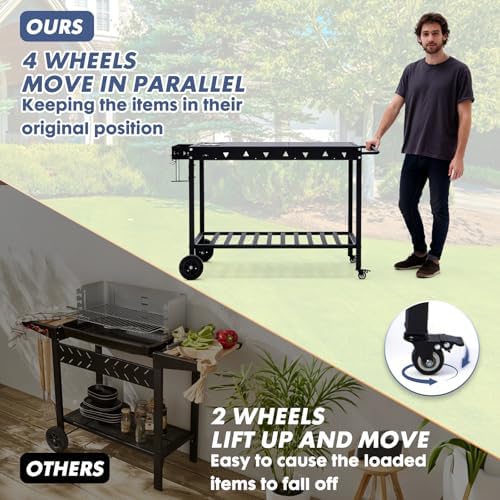 Outdoor Grill Cart Grill Table with Wheels