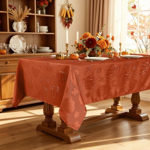 Smiry 60x84 Inch Thanksgiving Jacquard Rectangle Table Cloth for Fall