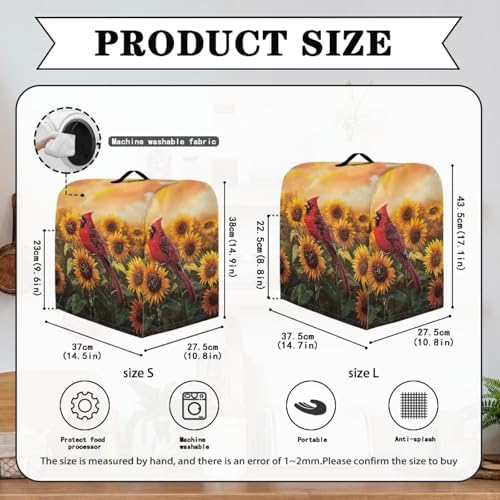 Cardinal Bird Sunflower Mixer Covers 4.5-5 Quart Stand Mixer Covers Protector Kitchen Aid Mixer Cover Accessories Decoration
