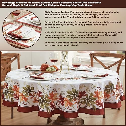 Newbridge Thanksgiving Elements of Nature Fabric Tablecloth, 60 x 84 Oval