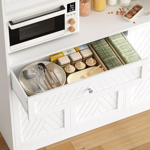 BOTLOG 72” Tall Kitchen Pantry Storage Cabinet with Painted Strip Door