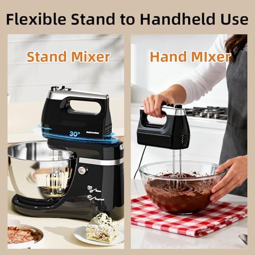 4.8QT 2-in-1 Stand Mixer, Black