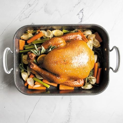 Nordic Ware Verde Extra Large Ceramic Nonstick Turkey Roaster, 18.1 x 13.1 x 3.5 Inch Cooking Surface