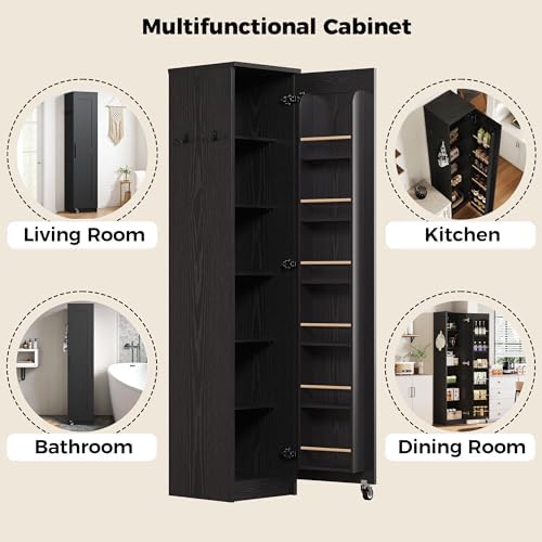 IRONCK Narrow Kitchen Pantry Cabinet, 72" H,Slim for Small Place, Black