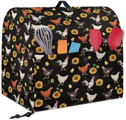Stand Mixer Cover Dust Covers for 4.5qt-5qt Rooster with Sunflower Dustproof Cover Protector Compatible with 4.5-5 Quart Kitchen Aid Mixer