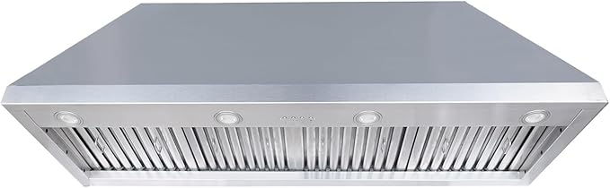 54-inch Range Hood Insert, CT Copper Tailor Built-In Vent Hood Ducted with 4-Speed Fan, 1260 CFM, LED Light, Dishwasher-safe Baffle Filter, in Stainless Steel