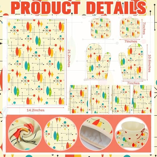 11 Pcs Mid Century Modern Kitchen Decor Set, Mid Century