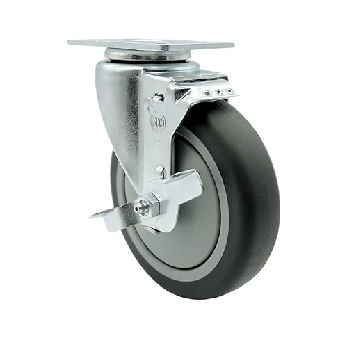 Service Caster Brand Replacement Caster for Uline Caster H-7447SWB-Stainless Steel Swivel Top Plate Caster with 5 Inch Thermoplastic Rubber Wheel and Top Lock Brake-Fit Carts and Platform Truck H-6826