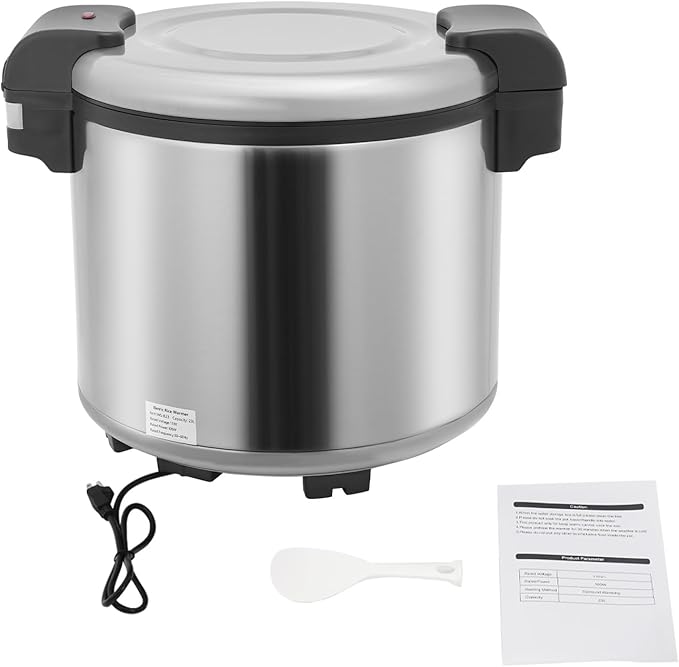 Commercial Rice Warmer, 110V 105W Large Stainless Steel Rice Cooker Warmer (Not a Cooker) 23L/ 6.08Gal Adjustable Temperature Warmers w/Non-Stick Inner Pot for Restaurants (Silver)