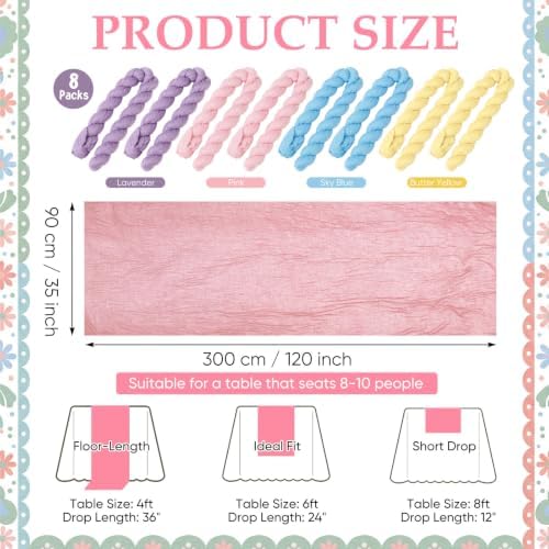 8 Pcs Pastel Cheesecloth Table Runner 118" Cloth Runner