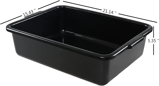 4-Pack 23 L Plastic Bus Box, Black Commercial Food Grade Bus Tote Tub