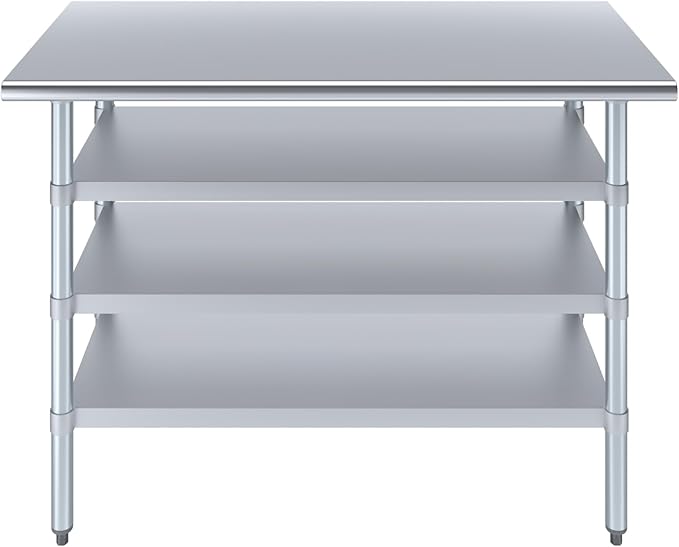 24 in. x 48 in. Stainless Steel Work Table with Three Bottom Shelves | NSF Kitchen Prep Table | Utitly Metal Table