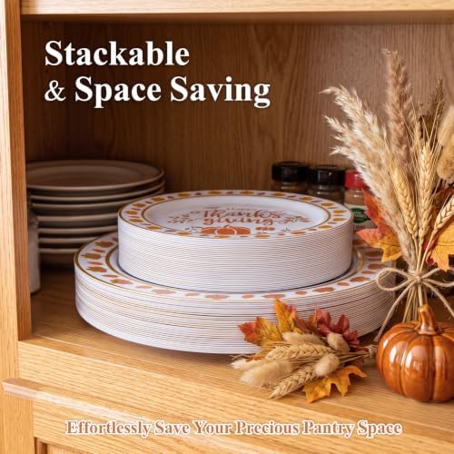 EjonirInjonir 60pcs Premium Thanksgiving Plastic Plates for Friendsgiving