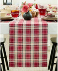 Solino Home 100% Pure Linen Table Runner Burgundy Tartan Plaid, 14 x 132 in