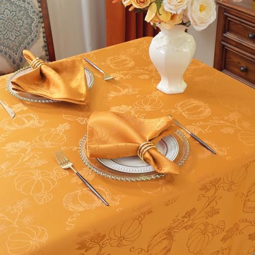 SASTYBALE Fall Tablecloth Rectangle Jacquard, 60" x 102", Amber
