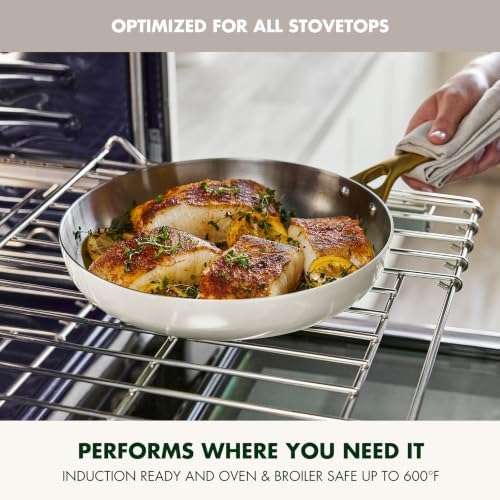 GreenPan Stainless Steel Tri-Ply Reserve 8” Frying Pan Skillet, Cream White