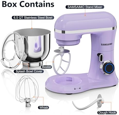 Stand Mixer, 6.5QT Tilt-Head Electric Kitchen Mixer 660W, 10-Speed Household food mixer with 304 Stainless Steel Bowl, Bread Cake Mixer include Dishwasher Safe Dough Hook, Beater and Whisk