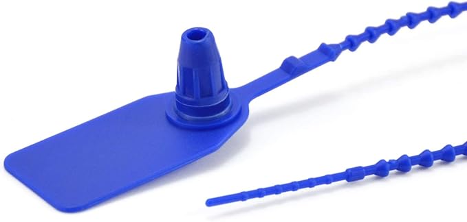 Leadseals(R) 100 Plastic Tamper Seals, Zip Ties for Fire Extinguishers Pull Tite Security Tags Numbered Trailer Seal Disposable Self-Locking Tie 250mm Length (Blue)