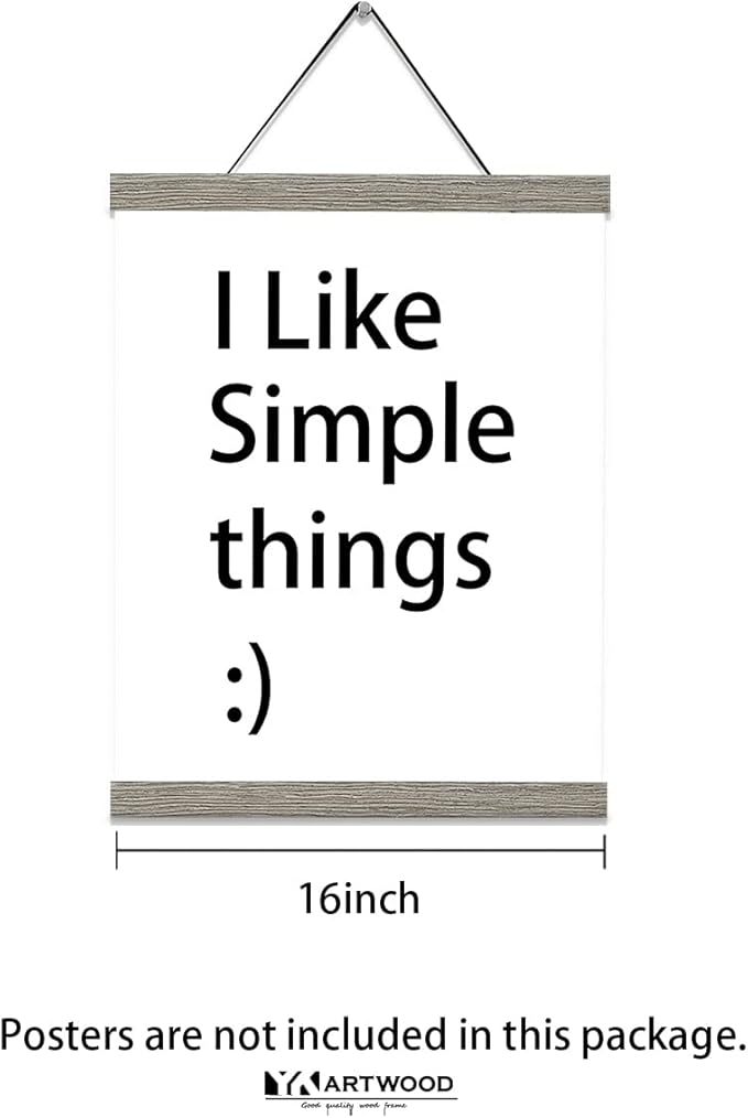 3 Pack Magnetic Poster Frame,16x20 16x24 16x16 Wood Magnet Frames Hangers for Photos, Pictures, Prints, Maps, Scrolls and Canvas Artwork Black (16", Gray)
