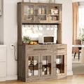 YITAHOME 71" Kitchen Pantry Cabinet with Built-in Power Outlet, Grey Oak