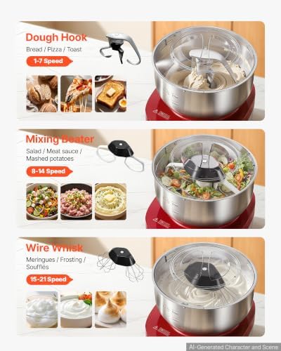VEVOR 5.3 Qt Electric Dough Maker 500W Stand Mixer