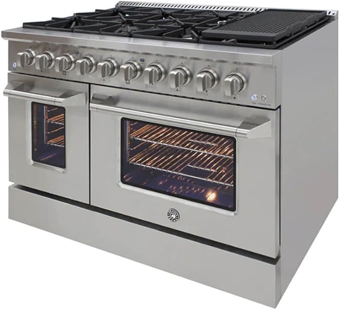 Brama 6.7 Cu. Ft. Stainless Steel Dual Fuel Slide In Range Gas Cooktop Electric Oven Convection Cooking Large Capacity 5 Burners Touch Controls True European Convection