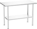 Stainless Steel Prep Table for Work, 24 * 48 Inch, High Load Bearing with Undershelf for Outdoor, Restaurants, Workshops, Kitchens, Garages and Gardens