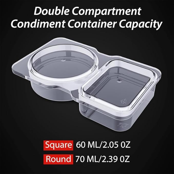 EWUVP 130ml Reusable Snack Containers, 20PCS Double Compartment Dipping Containers with Lid, Snack Pack Containers for Refrigeration, Portion Control, Outdoor Takeaway Sauce Dip Case Disposable Box